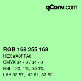 Color code: RGB 168 255 168 | qconv.com