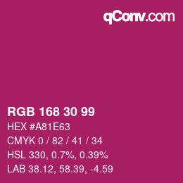 Color code: RGB 168 30 99 | qconv.com