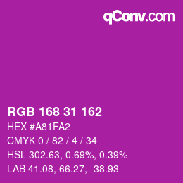 Color code: RGB 168 31 162 | qconv.com