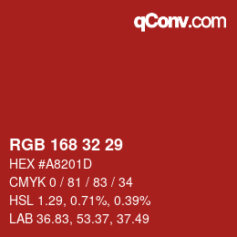 Color code: RGB 168 32 29 | qconv.com