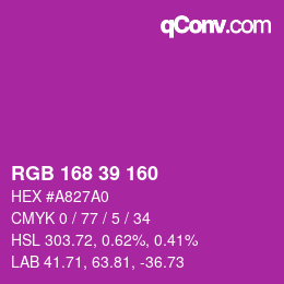 Color code: RGB 168 39 160 | qconv.com