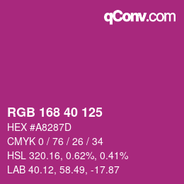 Color code: RGB 168 40 125 | qconv.com