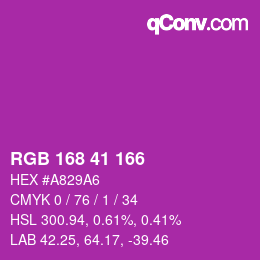 Color code: RGB 168 41 166 | qconv.com