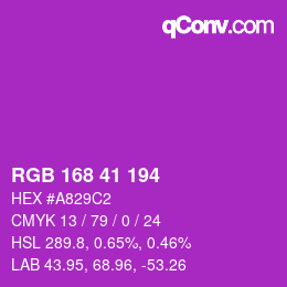 Color code: RGB 168 41 194 | qconv.com