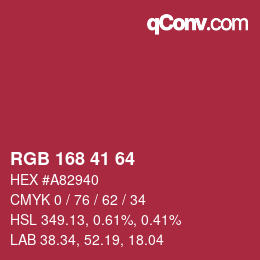 Color code: RGB 168 41 64 | qconv.com