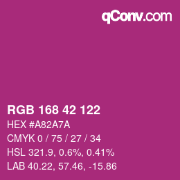 颜色代码: RGB 168 42 122 | qconv.com