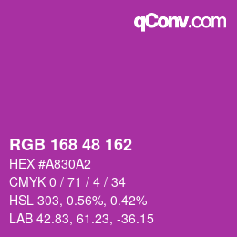 Color code: RGB 168 48 162 | qconv.com