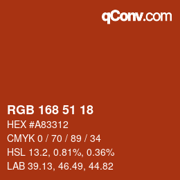 Código de color: RGB 168 51 18 | qconv.com