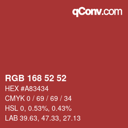 Color code: RGB 168 52 52 | qconv.com