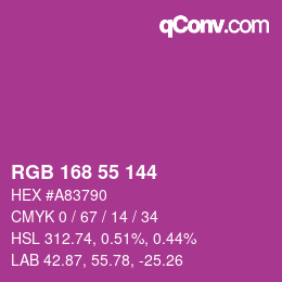 Color code: RGB 168 55 144 | qconv.com