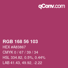 颜色代码: RGB 168 56 103 | qconv.com