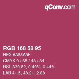 颜色代码: RGB 168 58 95 | qconv.com