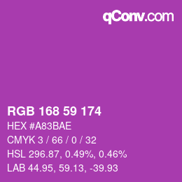 カラーコード: RGB 168 59 174 | qconv.com
