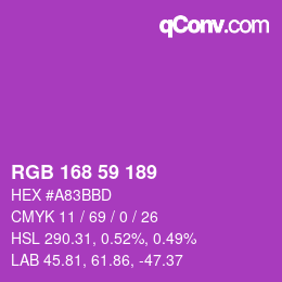 カラーコード: RGB 168 59 189 | qconv.com