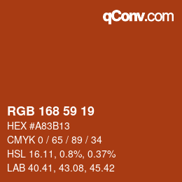 Color code: RGB 168 59 19 | qconv.com