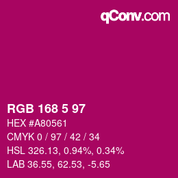 Color code: RGB 168 5 97 | qconv.com