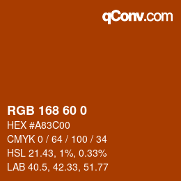 颜色代码: RGB 168 60 0 | qconv.com