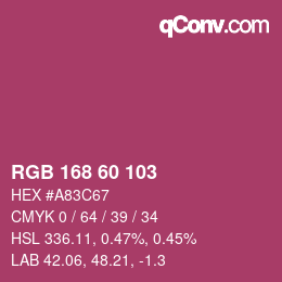 颜色代码: RGB 168 60 103 | qconv.com
