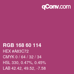 Color code: RGB 168 60 114 | qconv.com