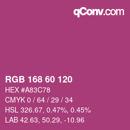 Color code: RGB 168 60 120 | qconv.com