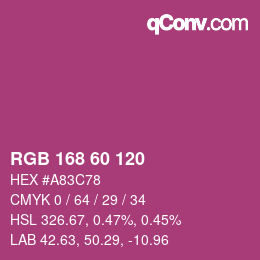カラーコード: RGB 168 60 120 | qconv.com