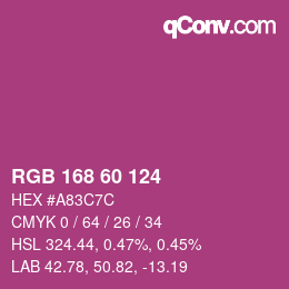 カラーコード: RGB 168 60 124 | qconv.com