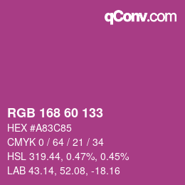 カラーコード: RGB 168 60 133 | qconv.com