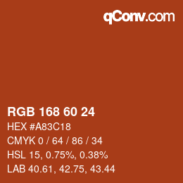 カラーコード: RGB 168 60 24 | qconv.com