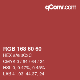 Color code: RGB 168 60 60 | qconv.com