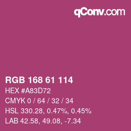 颜色代码: RGB 168 61 114 | qconv.com