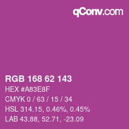 颜色代码: RGB 168 62 143 | qconv.com