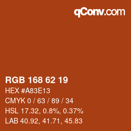 Color code: RGB 168 62 19 | qconv.com