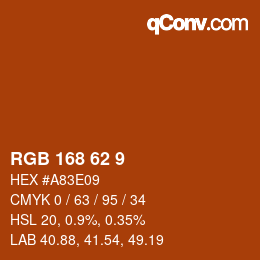 Color code: RGB 168 62 9 | qconv.com