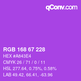 Color code: RGB 168 67 228 | qconv.com