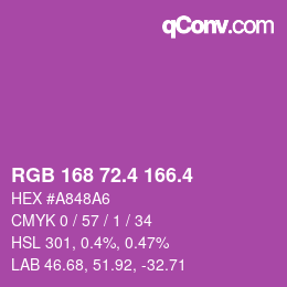 カラーコード: RGB 168 72.4 166.4 | qconv.com
