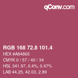 カラーコード: RGB 168 72.8 101.4 | qconv.com