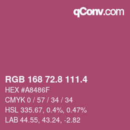 カラーコード: RGB 168 72.8 111.4 | qconv.com