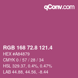 カラーコード: RGB 168 72.8 121.4 | qconv.com