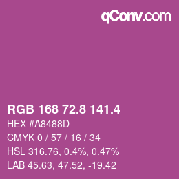 カラーコード: RGB 168 72.8 141.4 | qconv.com