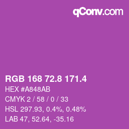 カラーコード: RGB 168 72.8 171.4 | qconv.com