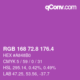 カラーコード: RGB 168 72.8 176.4 | qconv.com