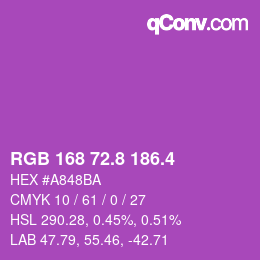 カラーコード: RGB 168 72.8 186.4 | qconv.com