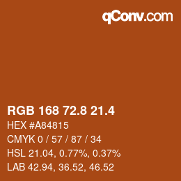 カラーコード: RGB 168 72.8 21.4 | qconv.com