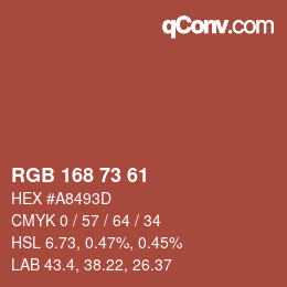 カラーコード: RGB 168 73 61 | qconv.com