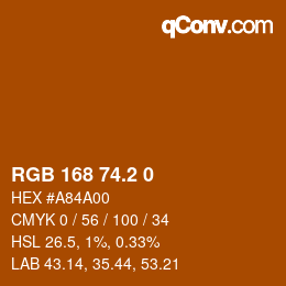 Color code: RGB 168 74.2 0 | qconv.com