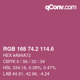カラーコード: RGB 168 74.2 114.6 | qconv.com