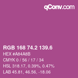 カラーコード: RGB 168 74.2 139.6 | qconv.com