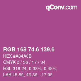 カラーコード: RGB 168 74.6 139.6 | qconv.com