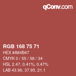 Color code: RGB 168 75 71 | qconv.com