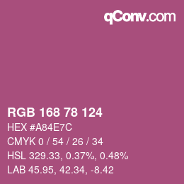 Color code: RGB 168 78 124 | qconv.com